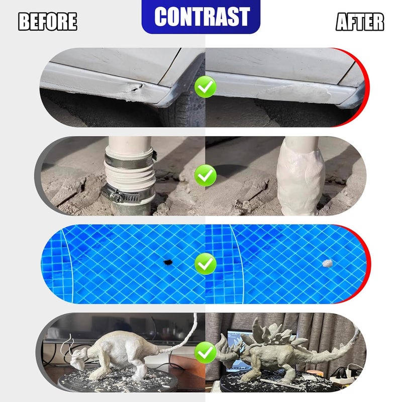 Fuchoi Epoxy Putty - 10oz Pool Putty for Air or Underwater Fast Repair, Paintable and Sanding - Epoxy Sculpt Clay for Fixing Leaks, Crafting, Filling, Universal Clay for Metal, Plastic, Wood, Tile (White) - Image 3